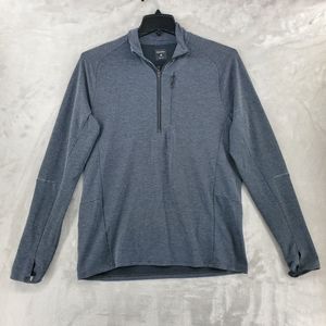 Hill City Half Zip Pullover Jacket Medium Gray Long Sleeve Zip Pocket Thumb Hole
